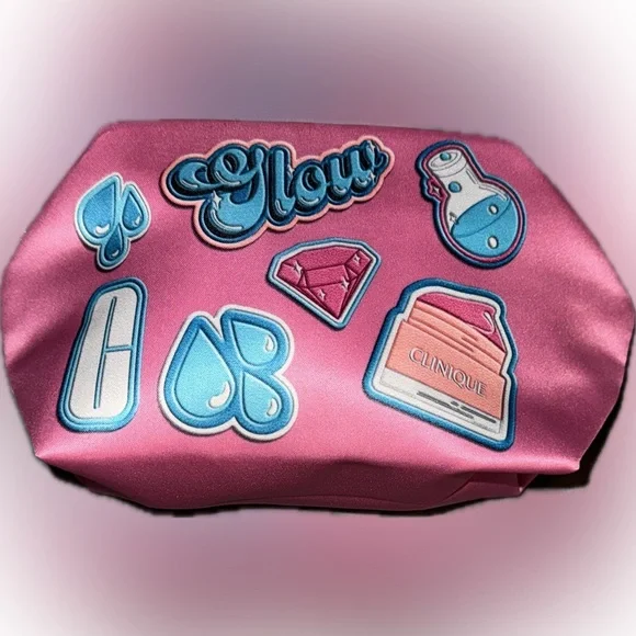 Clinique Pink Cosmetic Bag – Pink Galentine Glow Gift Pouch - Picture 3 of 5